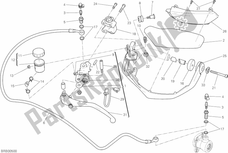 Alle onderdelen voor de Koppeling Hoofdremcilinder van de Ducati Multistrada 1200 ABS Brasil 2018